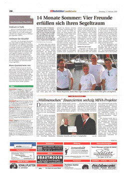 Oberösterreichische Nachrichten 17.02.2009 - Yachtcharter Schweden & Mitsegeln